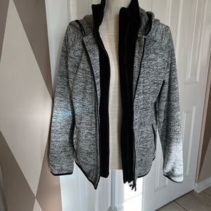 Calvin Klein, gray and black sweater jacket, size Large